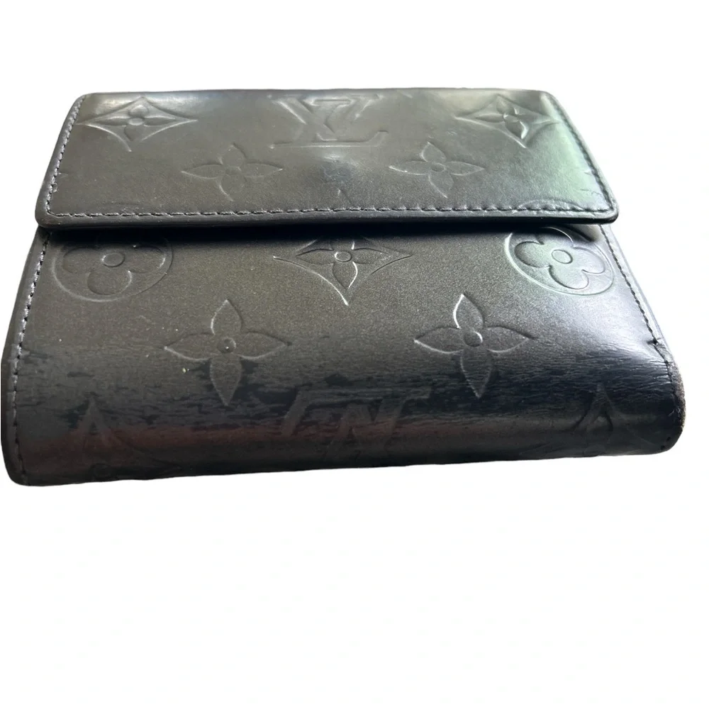 Louis Vuitton Elise Matte Vernis Charcoal Trifold Wallet - Picture 9 of 12